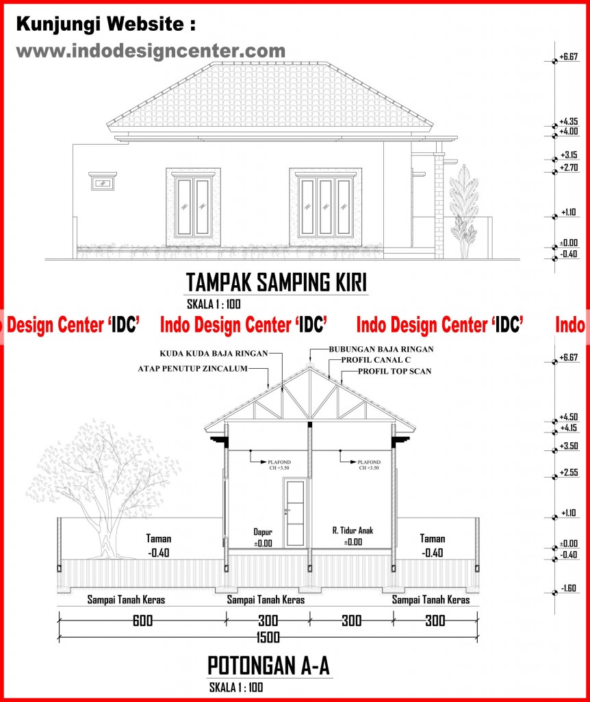 004.Tampak Samping Kiri Dan Potongan A-A