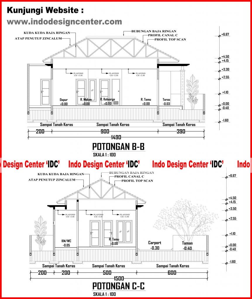 005.Pototngan B-B Dan Potongan C-C
