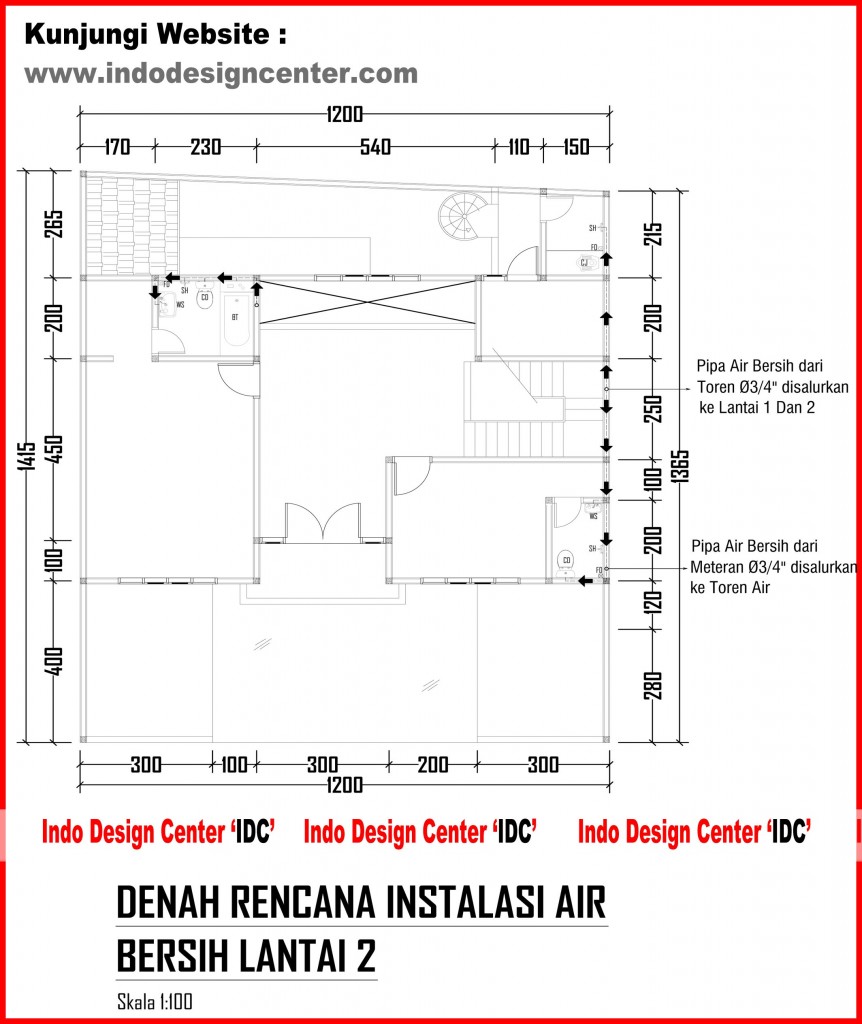 021.Denah Rencana Instalasi Air Bersih Lantai 2