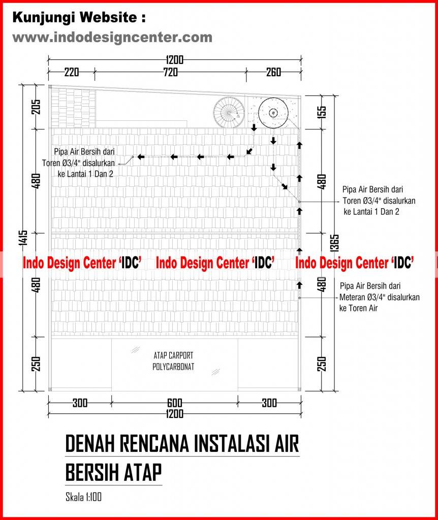 022.Denah Rencana Instalasi Air Bersih Atap