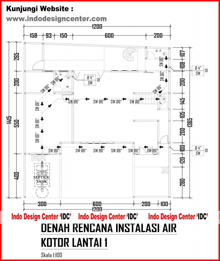 023.Denah Rencana Instalasi Air Kotor Lantai 1