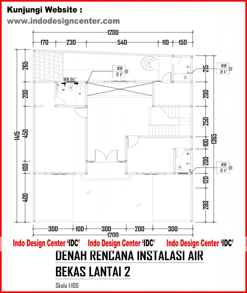 026.Denah Rencana Instalasi Air Bekas Lantai 2