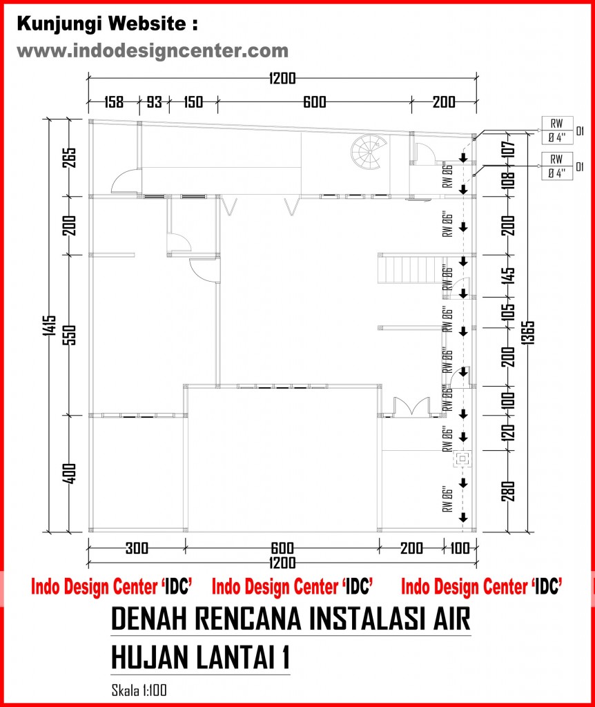 027.Denah Rencana Instalasi Air Hujan Lantai 1