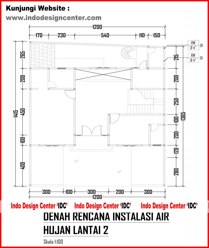 028.Denah Rencana Instalasi Air Hujan Lantai 2