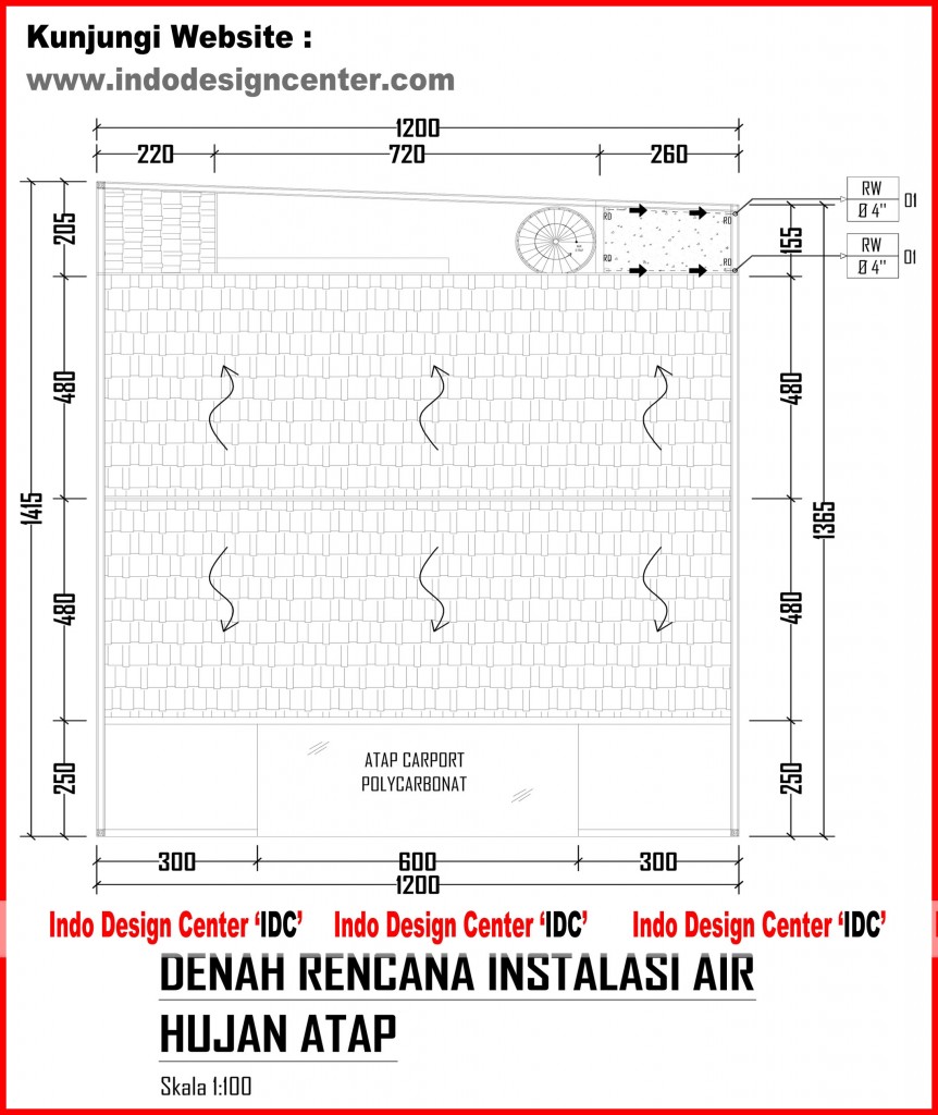 029.Denah Rencana Instalasi Air Hujan Atap