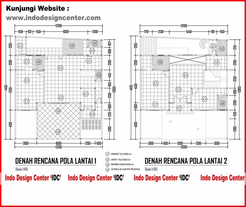 034.Denah Rencana Pola Lantai 1 Dan 2