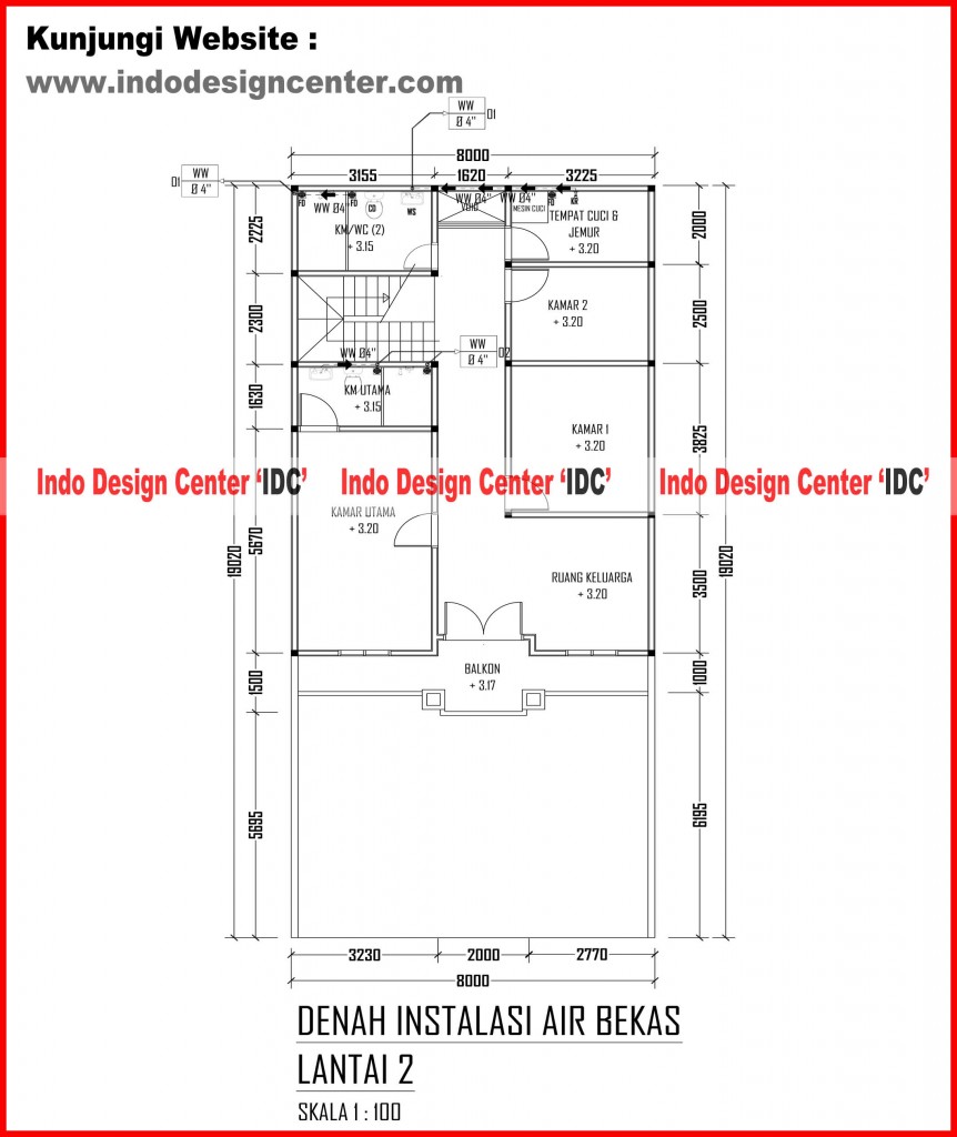 019.Denah Instalasi Air Bekas Lantai 1