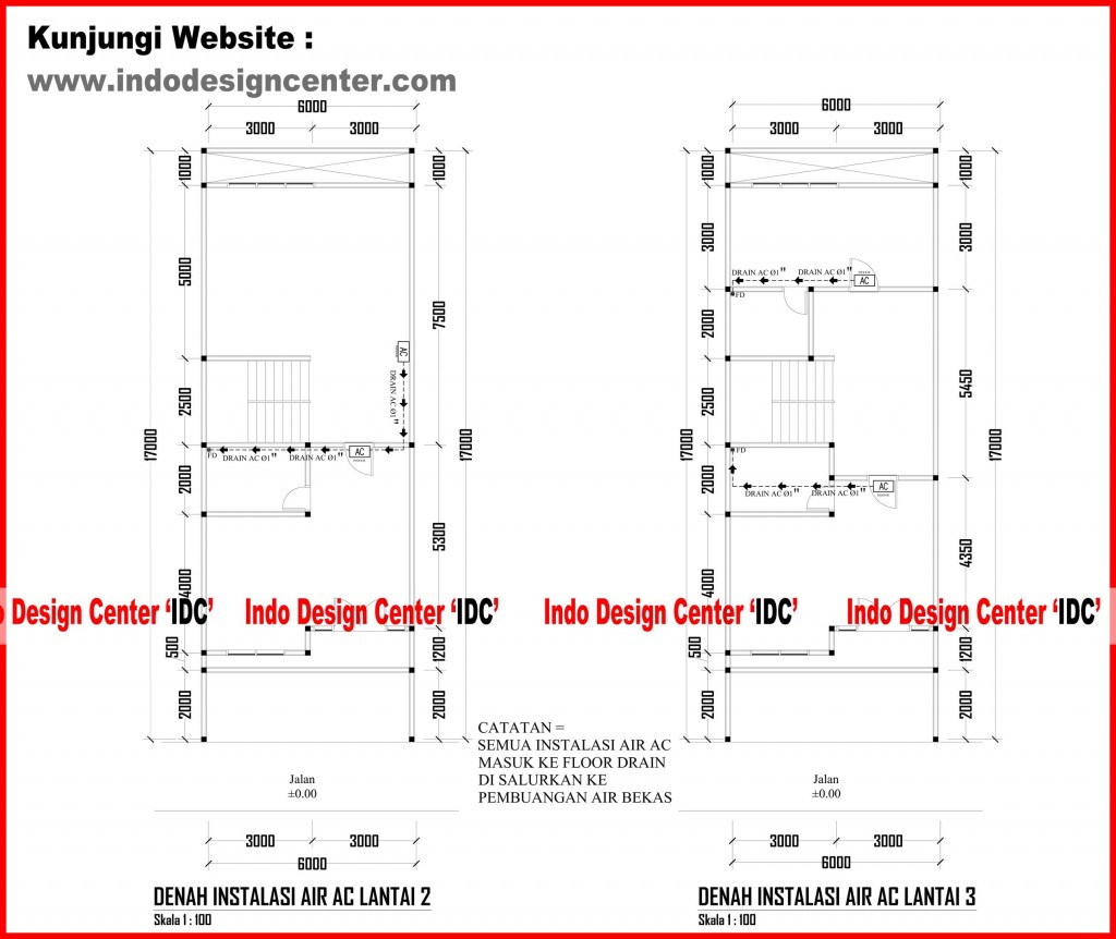 028.Denah Instalasi Air AC Lantai 2 Dan 3