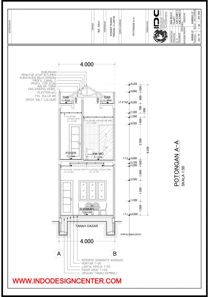 004 Potongan A-A Rumah Pak Albert Yogyakarta