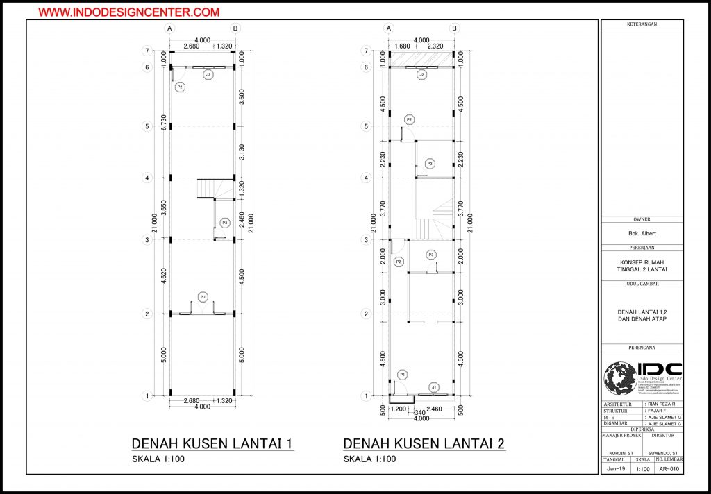010 Denah Kusen Lantai 1 Dan Lantai 2 Rumah Pak Albert Yogyakarta