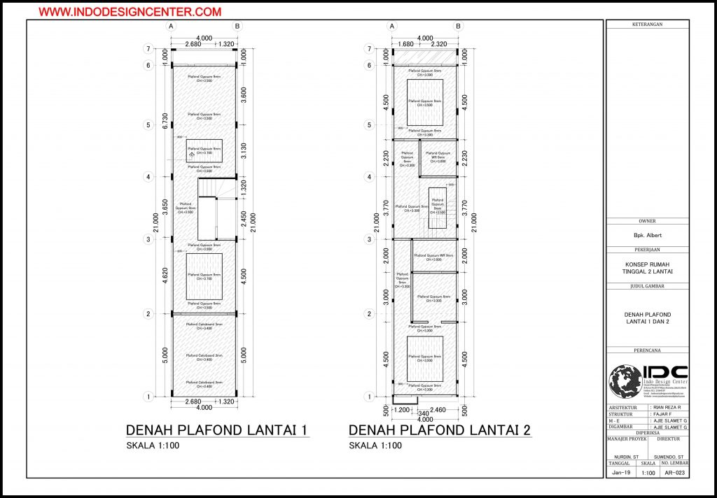 023 Denah Plafond Lantai 1 Dan Lantai 2 Rumah Pak Albert Yogyakarta