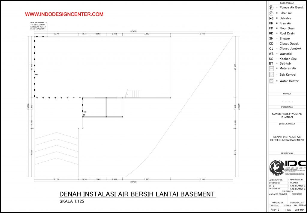 024 - Denah Instalasi Air Bersih Lantai Basement Autocad Dwg Yogyakarta