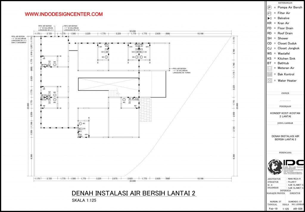 026 - Denah Instalasi Air Bersih Lantai 2 Autocad Dwg Yogyakarta
