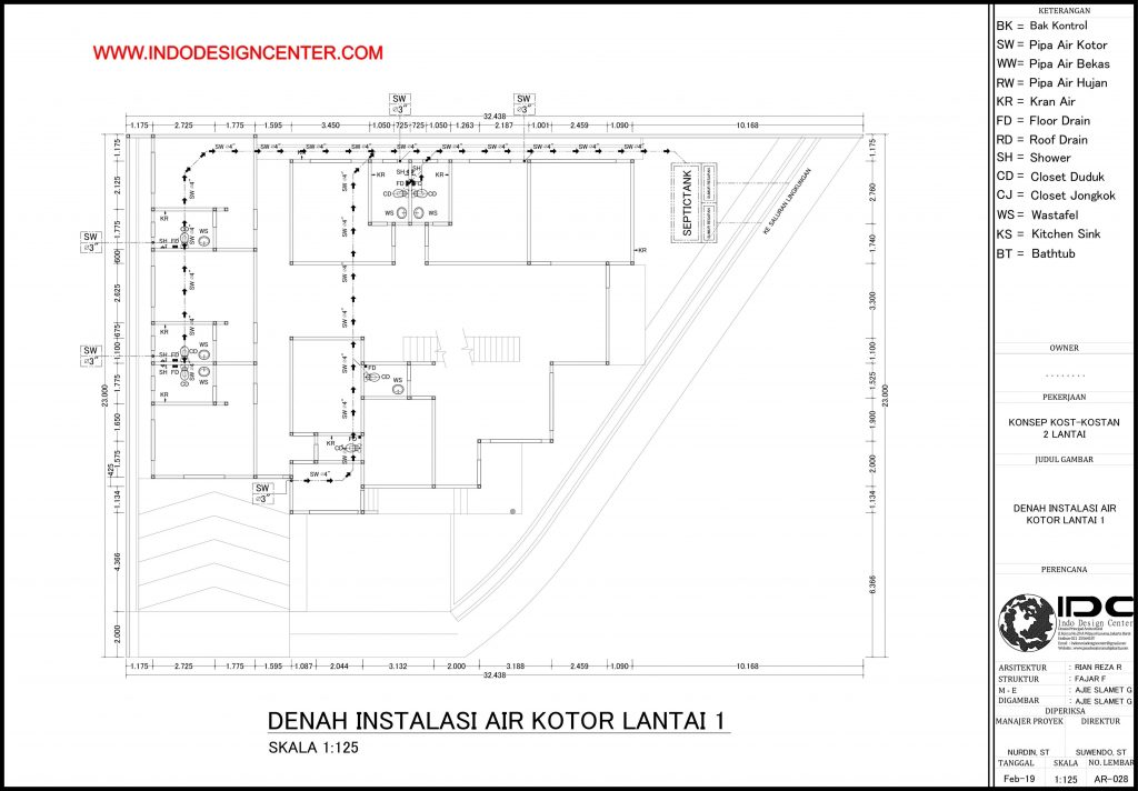 028 - Denah Instalasi Air Kotor Lantai 1 Autocad Dwg Yogyakarta