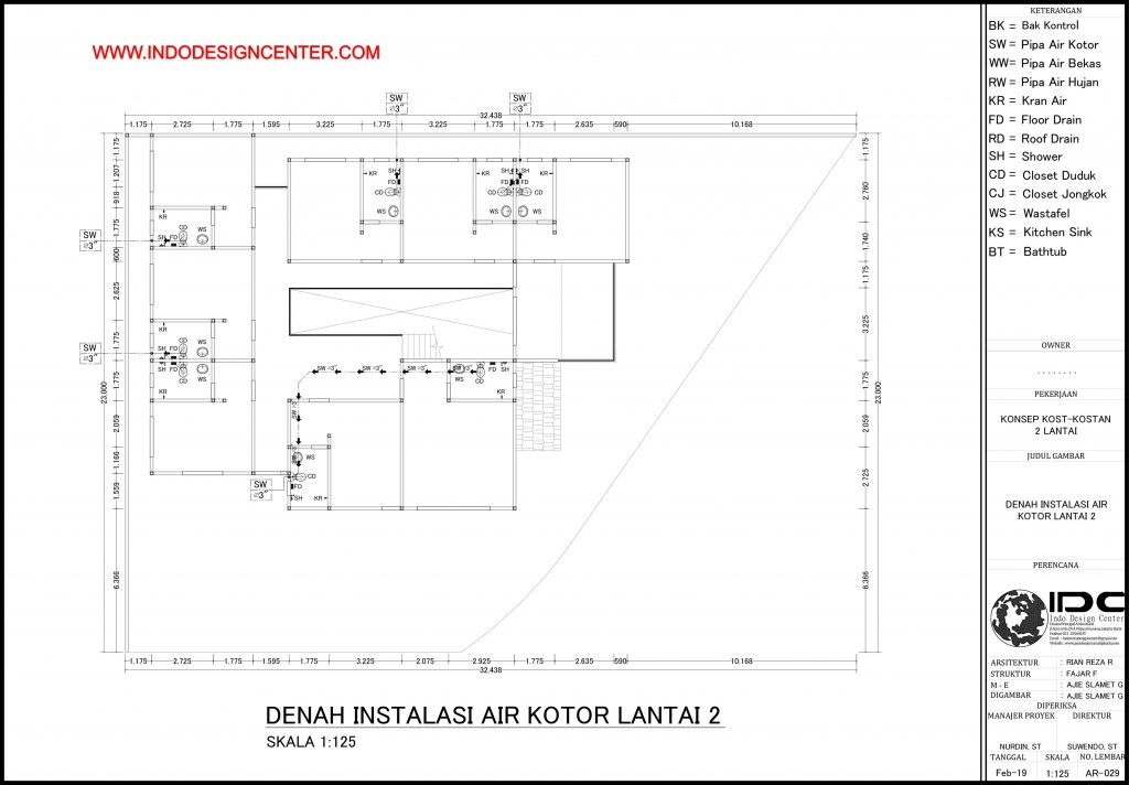 029 - Denah Instalasi Air Kotor Lantai 2 Autocad Dwg Yogyakarta