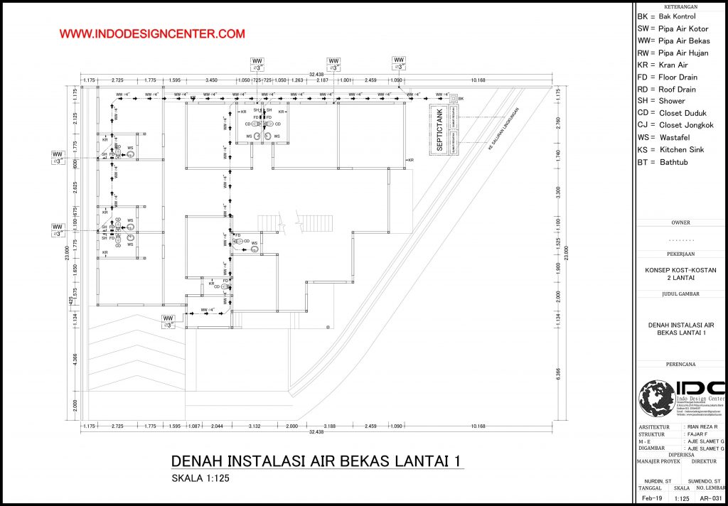 031 - Denah Instalasi Air Bekas Lantai 1 Autocad Dwg Yogyakarta