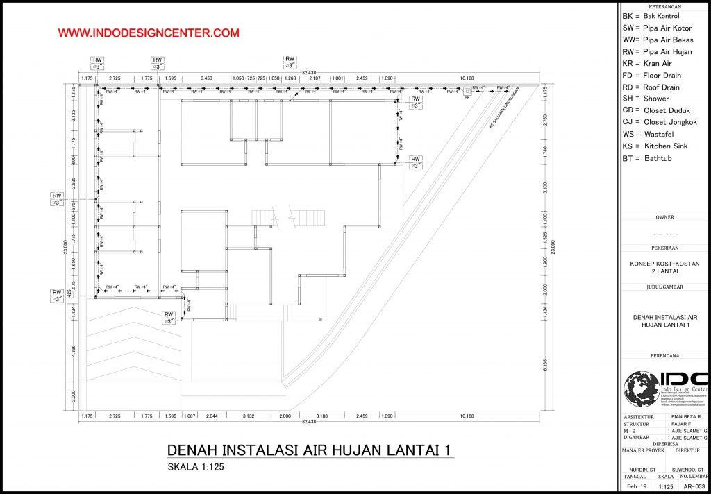 033 - Denah Instalasi Air Hujan Lantai 1 Autocad Dwg Yogyakarta