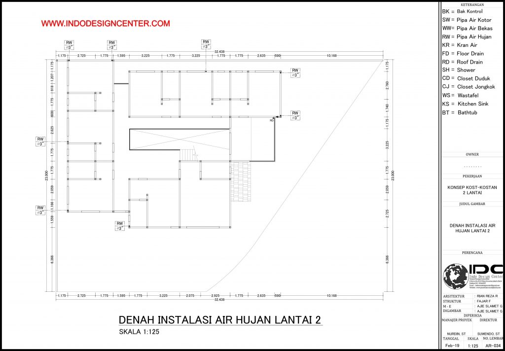 034 - Denah Instalasi Air Hujan Lantai 2 Autocad Dwg Yogyakarta