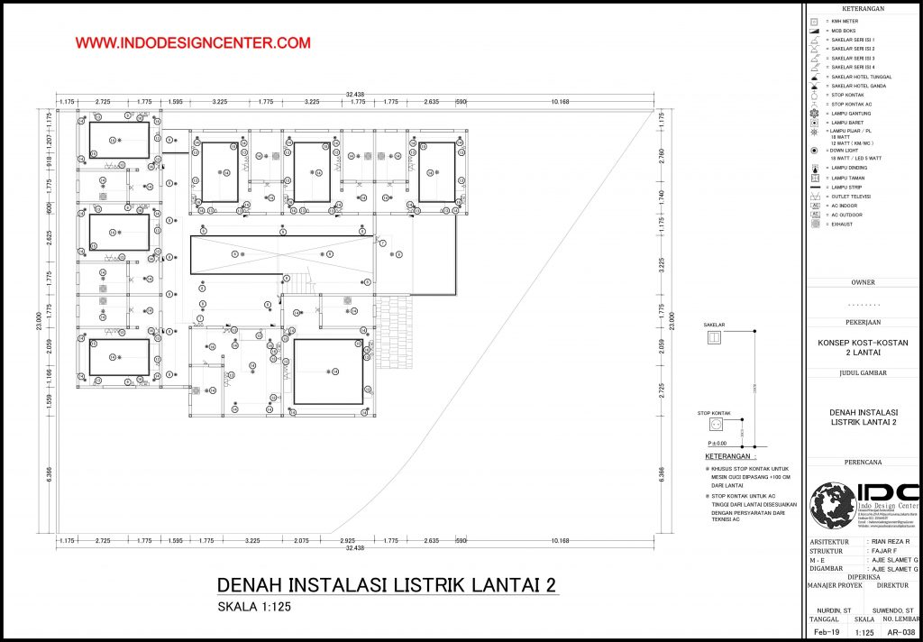 038 - Denah Instalasi Listrik Lantai 2 Autocad Dwg Yogyakarta