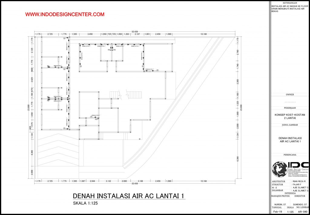 040 - Denah Instalasi Air AC Lantai 1 Autocad Dwg Yogyakarta