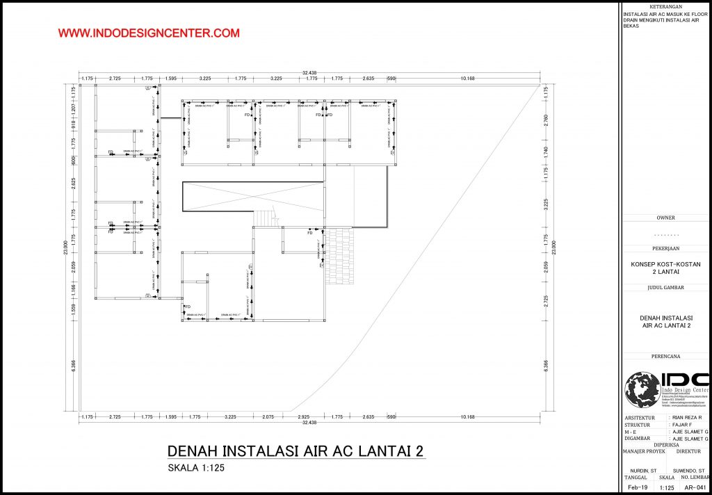 041 - Denah Instalasi Air AC Lantai 2 Autocad Dwg Yogyakarta