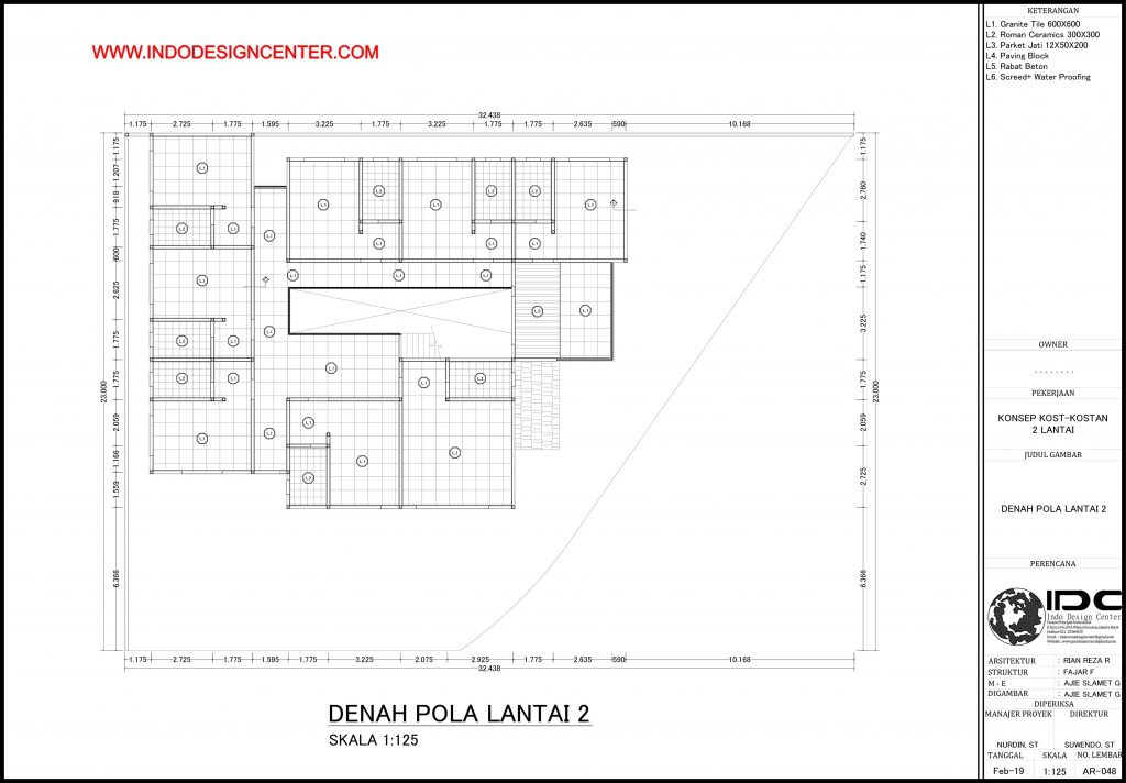 048 - Denah Pola Lantai 2 Autocad Dwg Yogyakarta