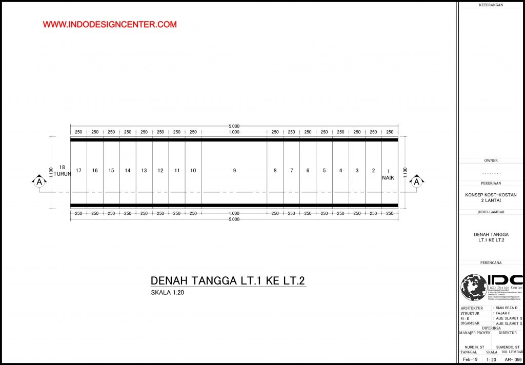 059 - Denah Tangga Lantai 1 Dan Lantai 2 Autocad Dwg Yogyakarta