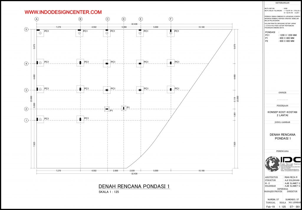 074 - Denah Rencana Pondasi 1 Autocad Dwg Yogyakarta