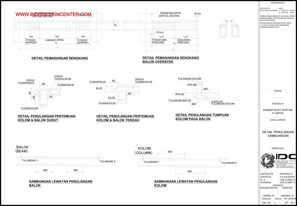 090 - Detail Penulangan Sambungan Autocad Dwg Yogyakarta