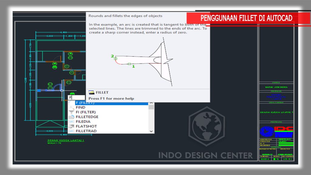 12. PENGGUNAAN FILLET DI AUTOCAD