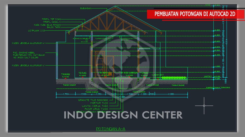 4. PEMBUATAN POTONGAN DI AUTOCAD