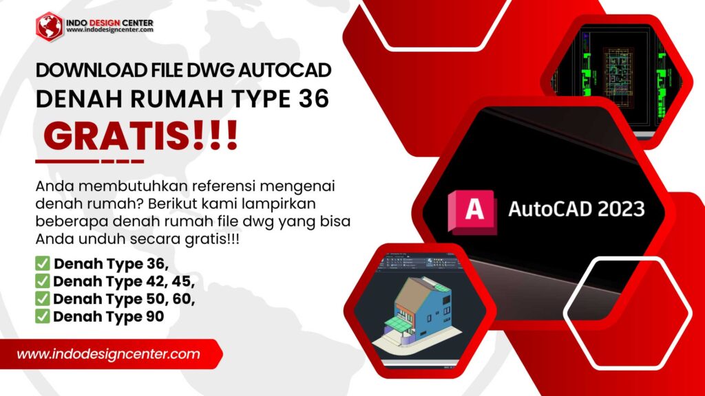 Download file dwg Autocad denah rumah type 36 GRATIS!!!