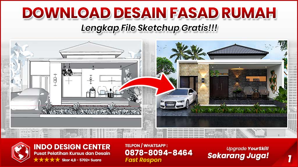 Desain Fasad Rumah Sketchup 1