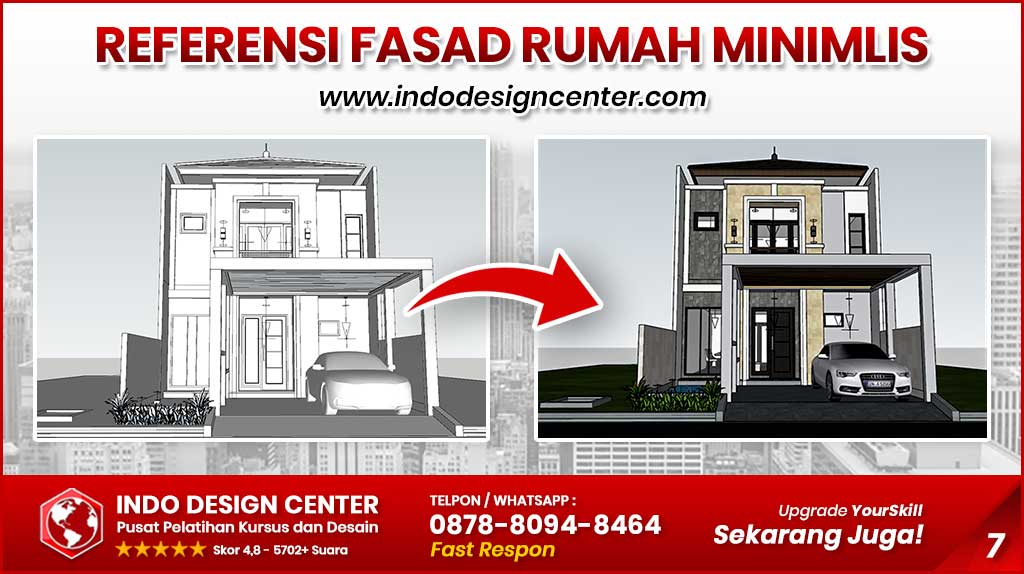 Referensi Fasad Rumah Minimalis di SketchUp