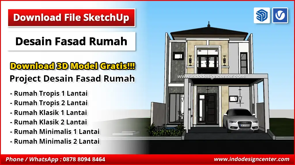 Download File SketchUp Desain Fasad Rumah Gratis