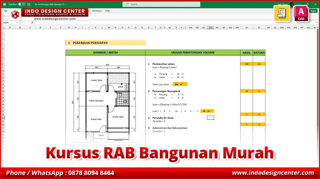 Kursus RAB Bangunan Murah di Bintaro, Tangerang Selatan