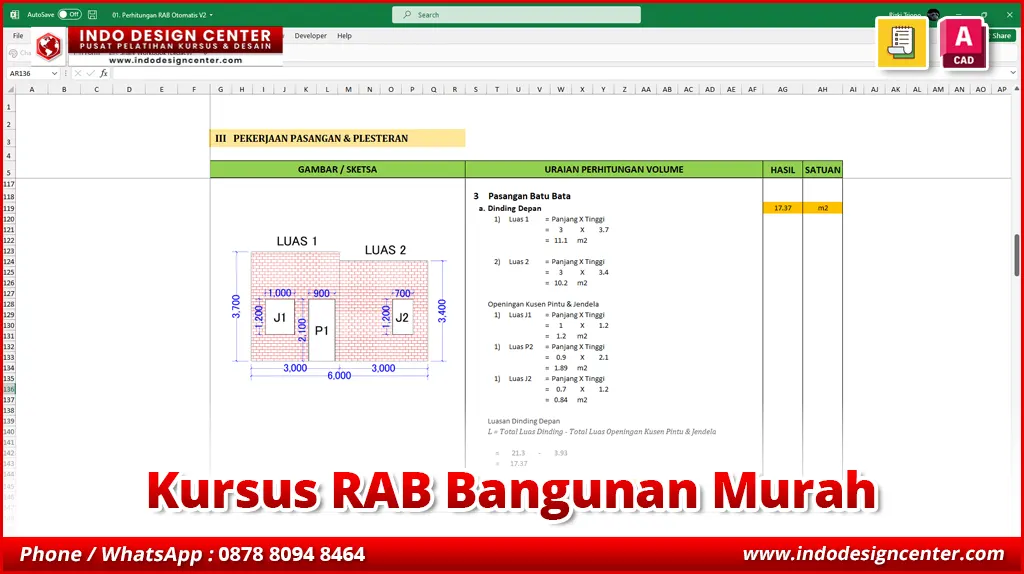 Kursus RAB Bangunan Murah di Setu, Tangerang Selatan