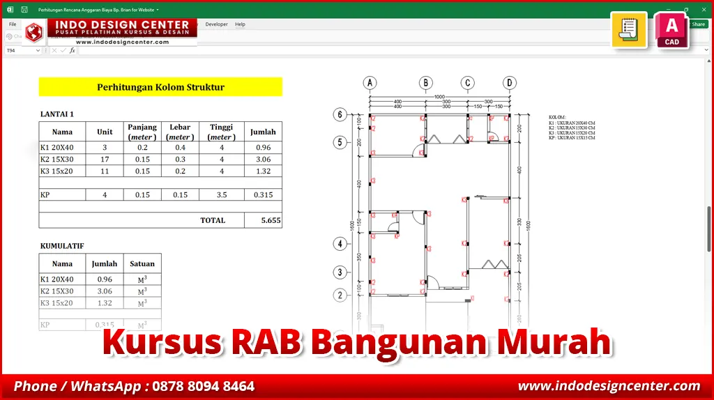 Kursus RAB Bangunan Murah di Tangerang