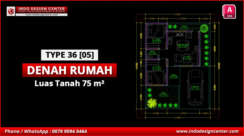 File Denah Rumah Tipe 36 Terbaik E