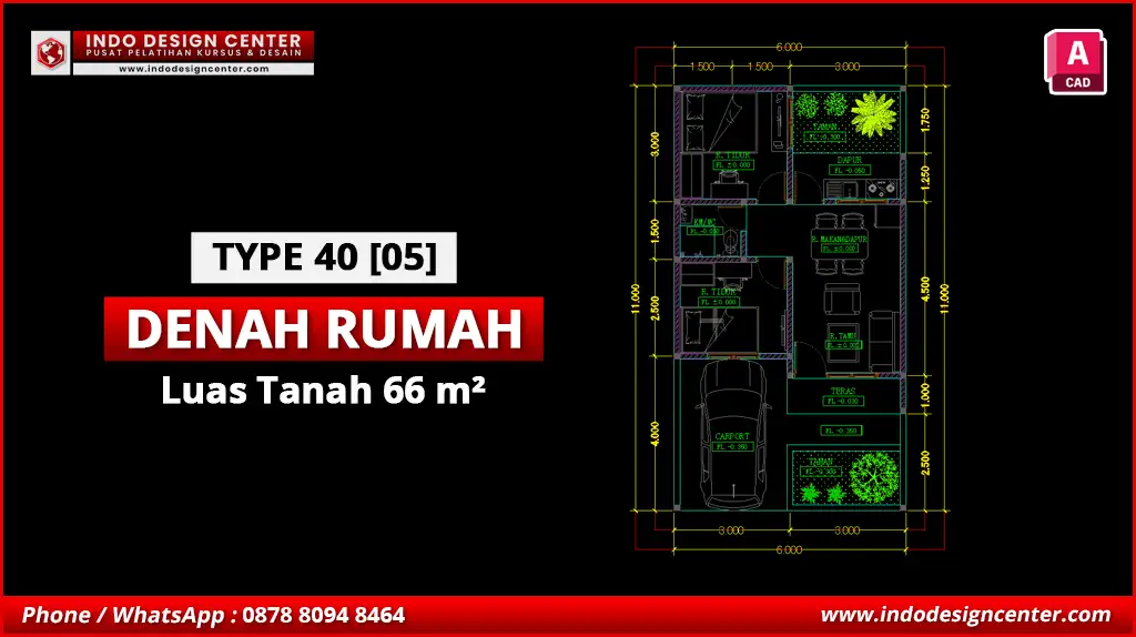 File Denah Rumah Tipe 40 Terbaik E