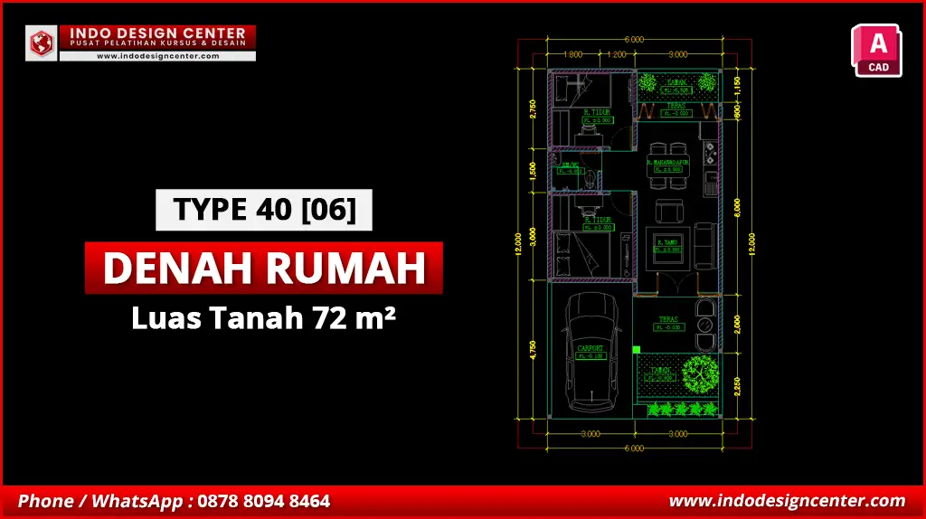 File Denah Rumah Tipe 40 Terbaik F