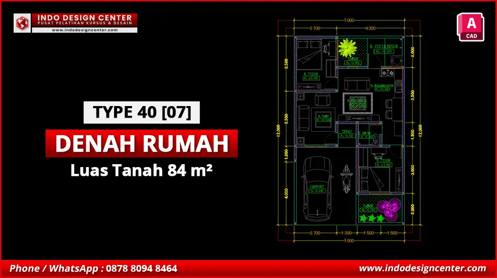 File Denah Rumah Tipe 40 Terbaik G