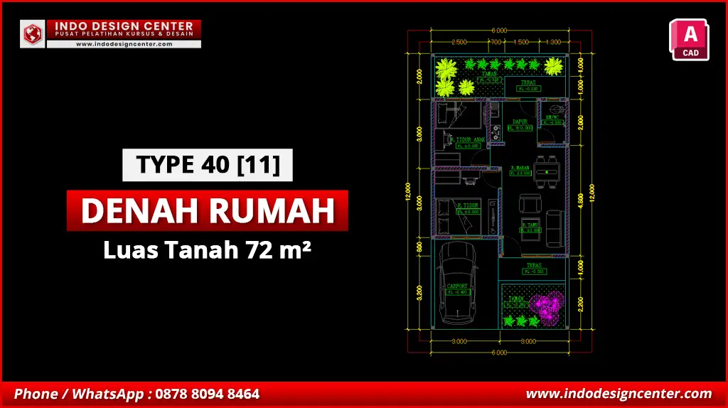 File Denah Rumah Tipe 40 Terbaik K