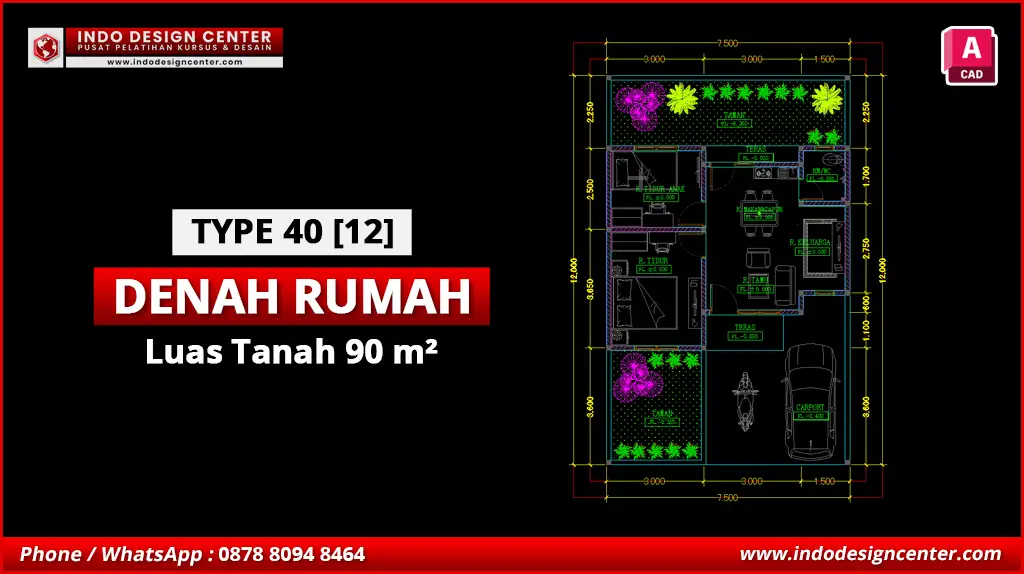 File Denah Rumah Tipe 40 Terbaik L