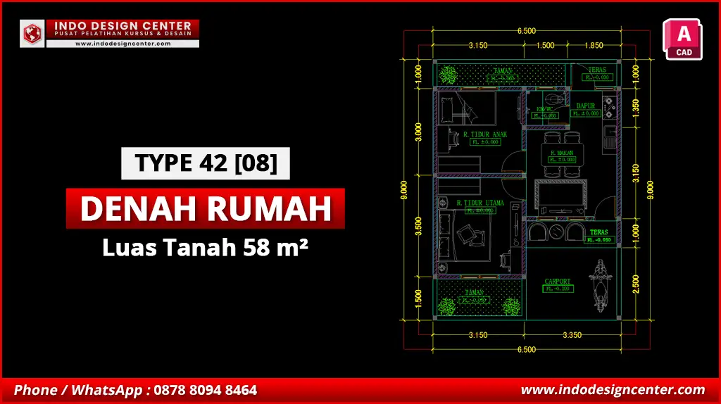 File Denah Rumah Tipe 42 Terbaik H