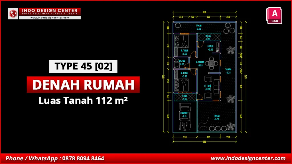 File Denah Rumah Tipe 45 Terbaik B