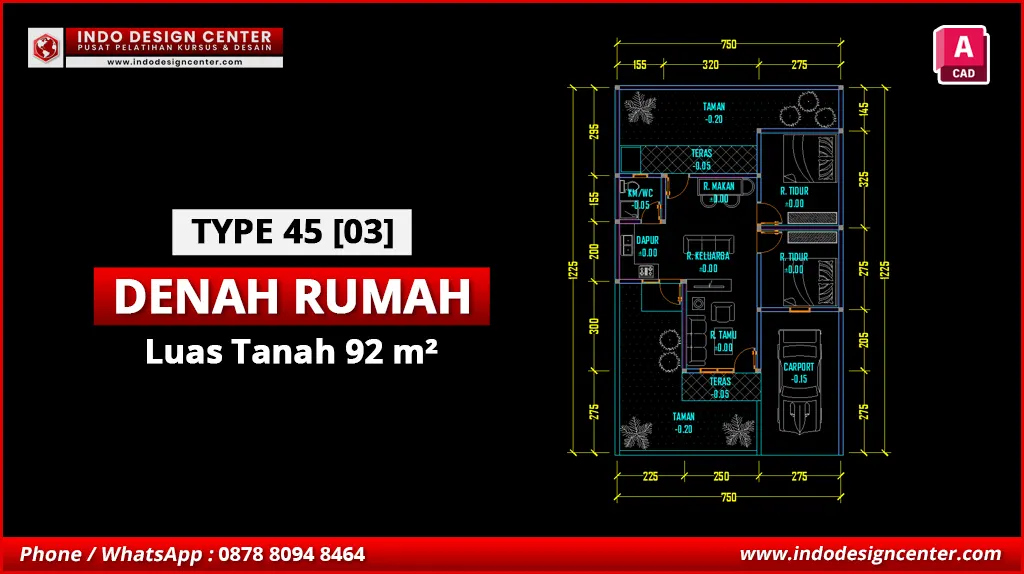 File Denah Rumah Tipe 45 Terbaik C