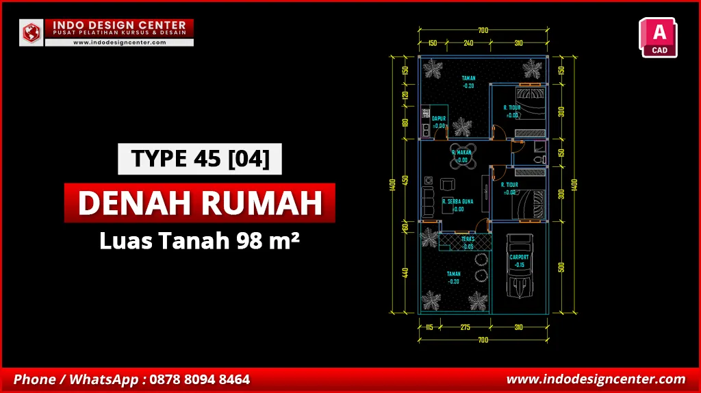 File Denah Rumah Tipe 45 Terbaik D