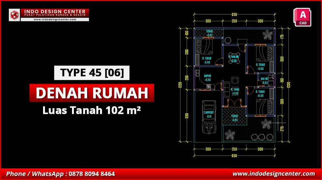 File Denah Rumah Tipe 45 Terbaik F