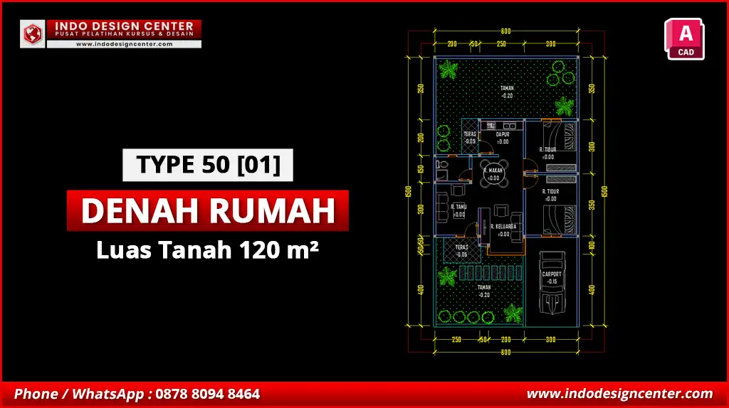 File Denah Rumah Tipe 50 Terbaik A